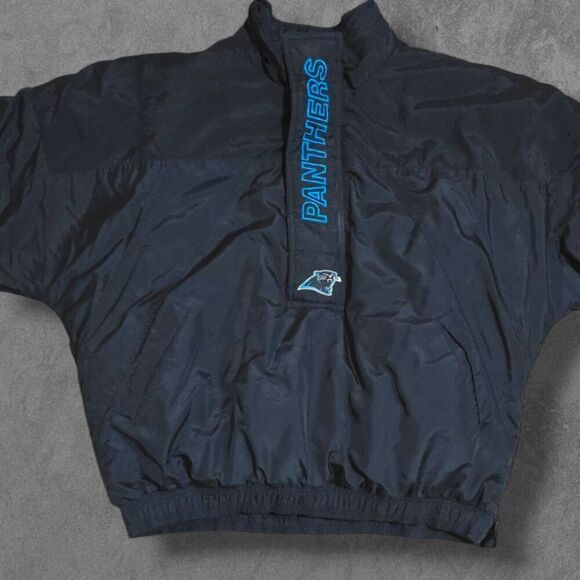 Vintage Starter NFL Carolina Panthers Men’s Pullover Puffer Jacket Black XL - Picture 4 of 7